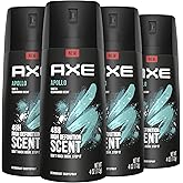 AXE Apollo Body Spray Deodorant for Long-Lasting Odor Protection, Sage & Cedarwood Deodorant for Men Formulated Without Aluminum 4oz 4 Count