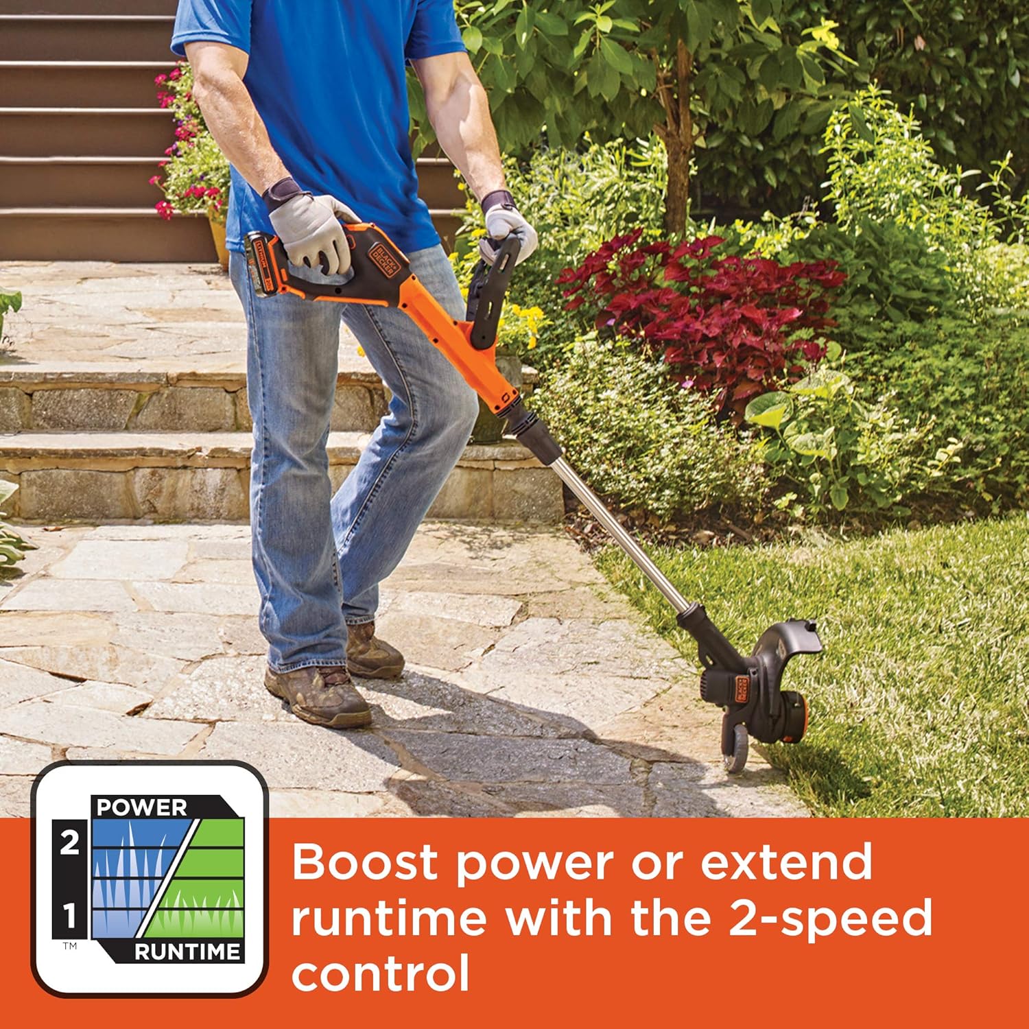 BLACK+DECKER LSTE525 20V MAX Lithium Easy Feed String Trimmer/Edger with 2 Batteries : Garden & Outdoor