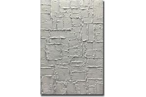 Boiee Art,30x45inch Hand-Painted Acrylic Wall Art Modern White Wall Decor Art Textured Canvas Painting Vertical Minimalist Artwork Decorative Paintings for Living Room Bedroom