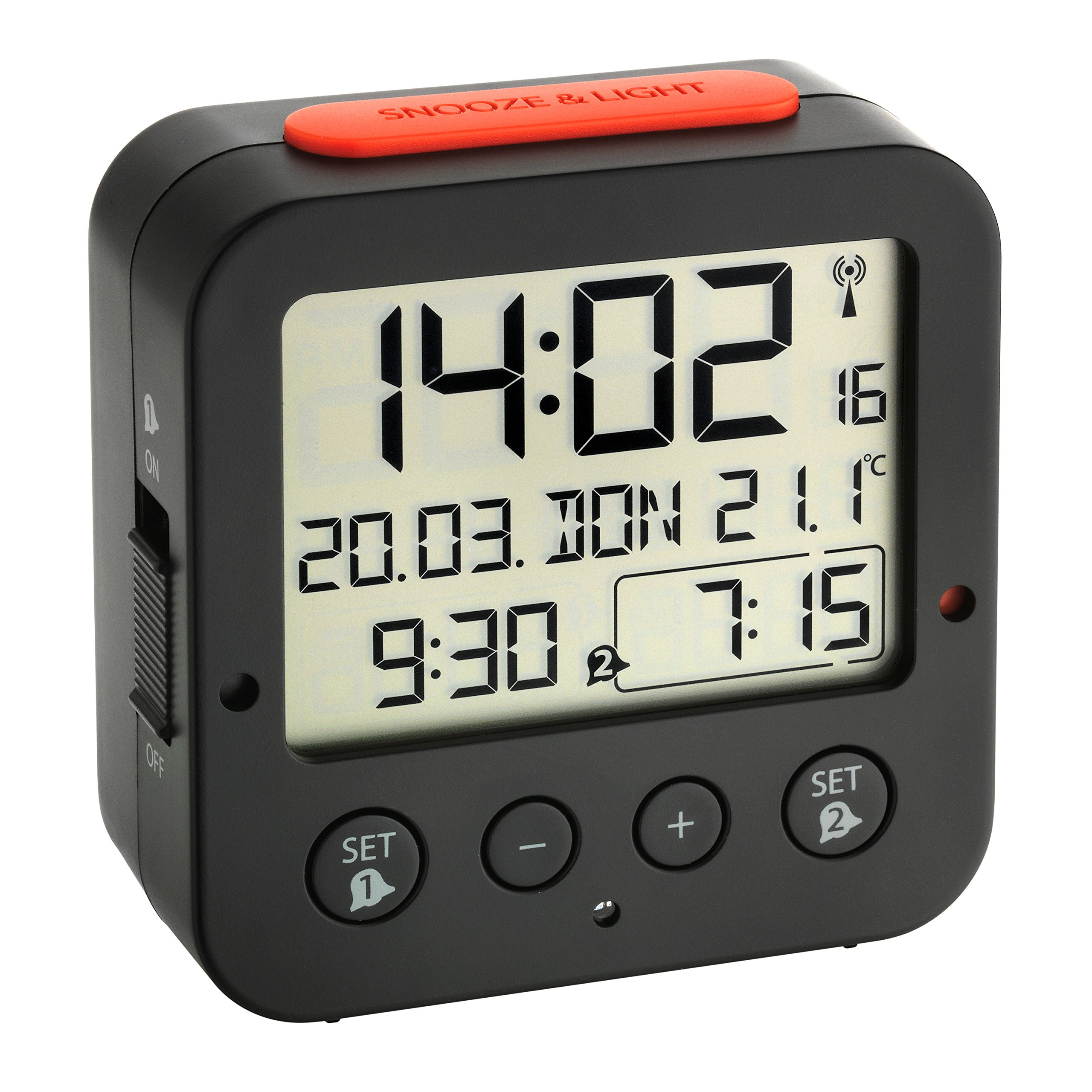 TFA Dostmann 60.2528 Bingo Radio-Controlled Alarm Clock (black/red)