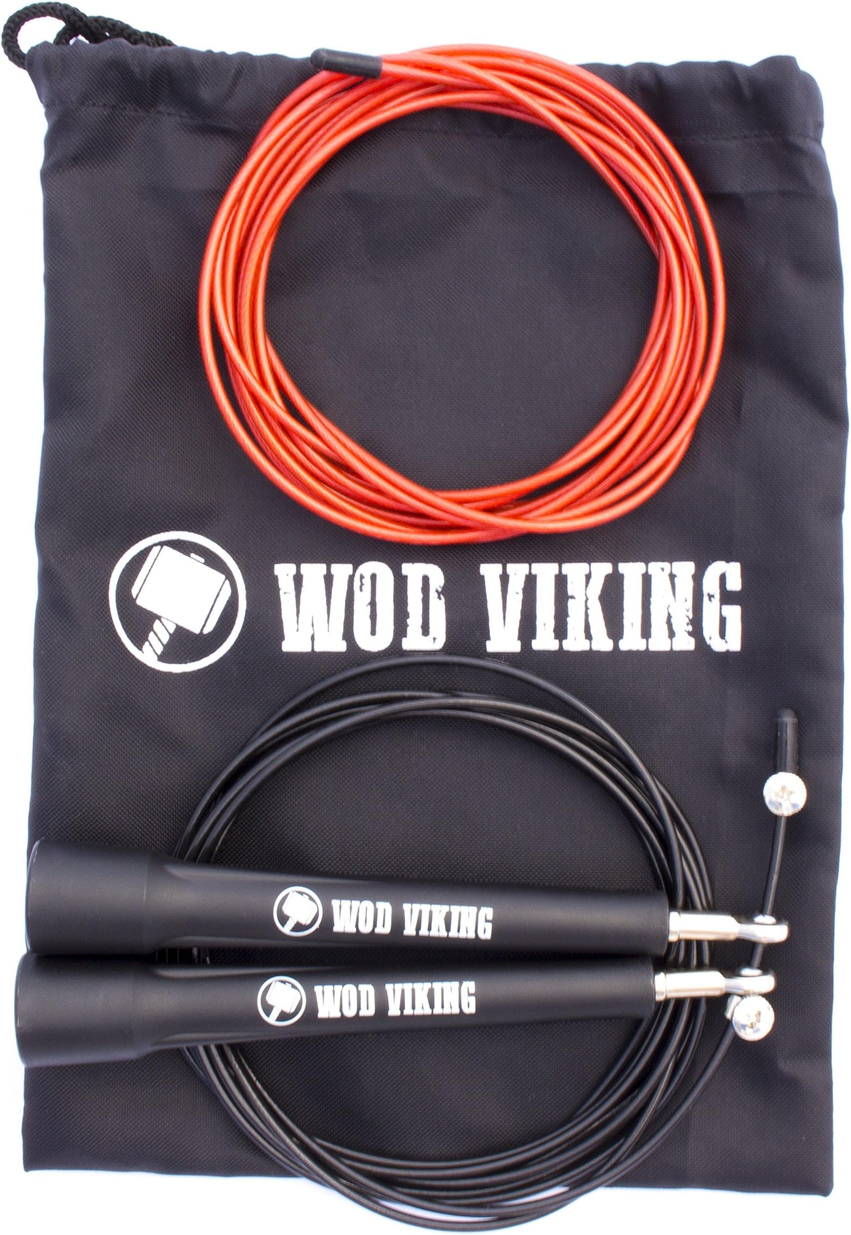 Crossfit Adjustable Speed Jump Rope With Ball Bearing Handles โ For Double Unders, Strength, Boxing, MMA Training & Fitness โ Men & Women โ Replacement Cable & Carrying Bag โ 10 ft Jump Rope
