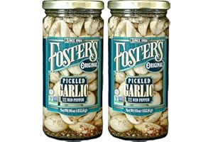 FOSTER'S SINCE 1984 Foster's Pickled Garlic Cloves in a Jar, Original, 16oz, 2 Pack, Traditional Pickled Vegetables Recipe for over 40 years, Low Calorie Snack, Gluten Free, Fat and Preservative Free Pickles