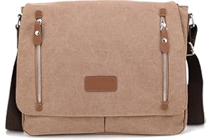 HANGMAI Canvas Messenger bag for Men Women, Shoulder Crossbody Bag for 13.3" Laptop, Office,Business