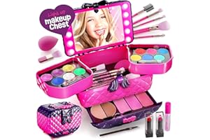 Light Up Makeup Kit for Kids - Real Girls Make Up Sets - Gifts Little Girl 6 7 8 Year Old Ages - Christmas Toys Birthday Gift