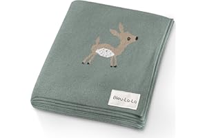 Bleu La La Soft Baby Swaddle Receiving Blanket - 100% Cotton Knit Soft Cozy Receiving Swaddling Crib Stroller Quilt Blanket for Shower Gift Registry for Newborns, Infants, Toddlers (Deer - Sage)