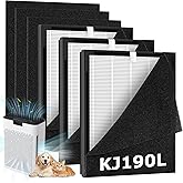 3 Pack KJ190L Filter Replacement Compatible with MOOKA KJ190L Air Purifier for Large Room, 3 Stage Filtration for Pollen Dust, 3 High-Efficiency Filters & 6 Washable PreFilters