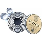 JOKUMO 12 Piece Plain Round Pastry/Cookie Cutter Set Heavy Duty Commercial Grade 18/8 304 Stainless Steel - Metal Marked Size