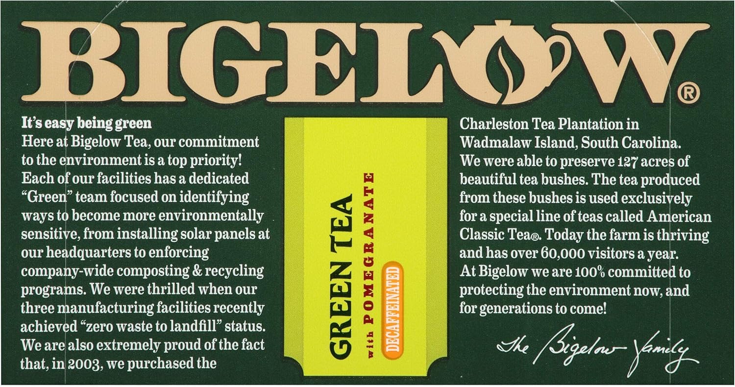Bigelow Decaffeinated Green Tea Bags, 20 Count Box (Pack of 6) Decaf Green Tea, 120 Tea Bags Total : Bigelow Green Tea Decaf : Grocery & Gourmet Food