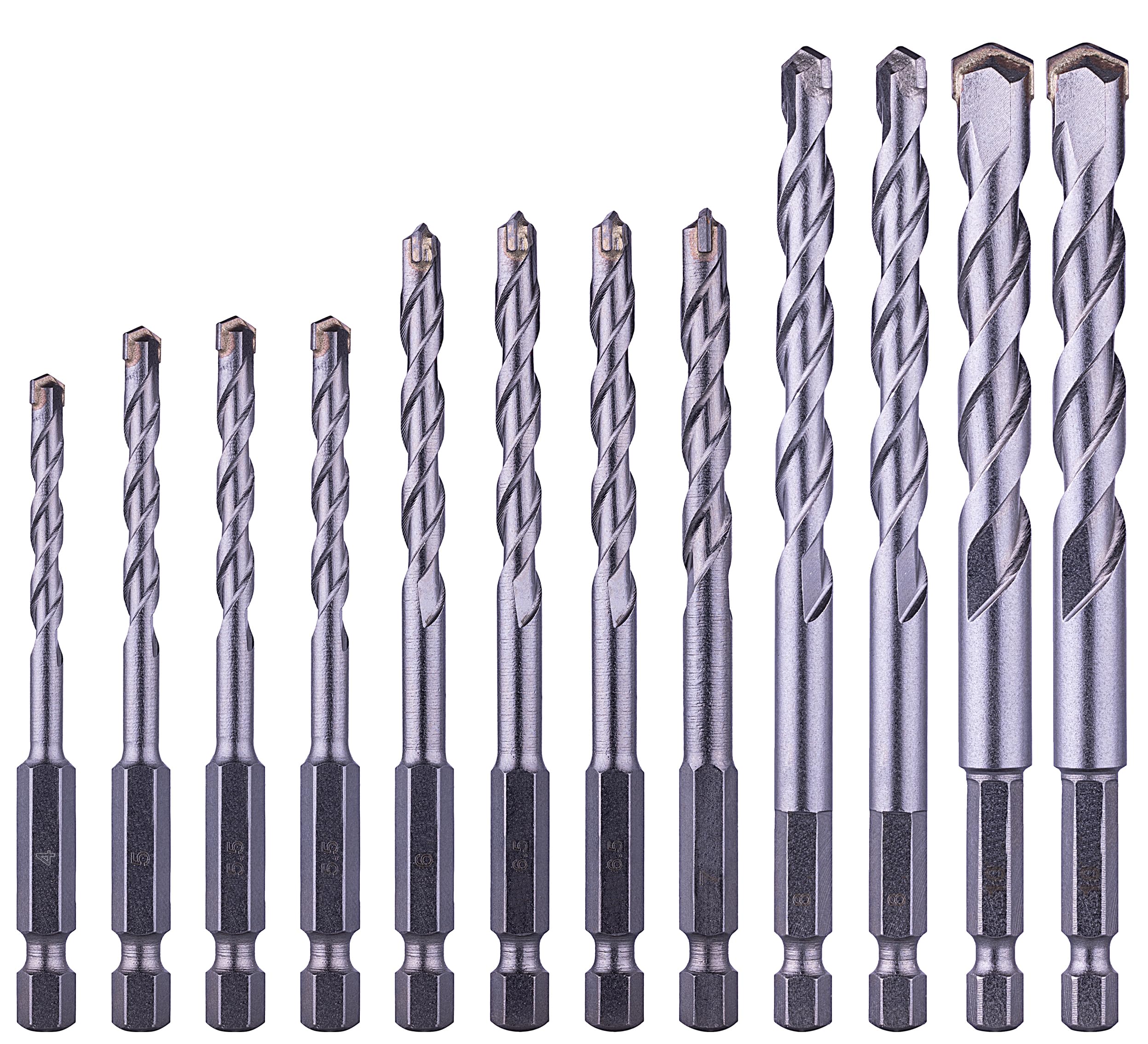 NordWolf 12-Piece Metric Masonry Drill Bit Set with 1/4" Hex Shank, Carbide Tipped for Concrete, Brick, Block & Stone, Sizes 4 to 10mm in Storage Case