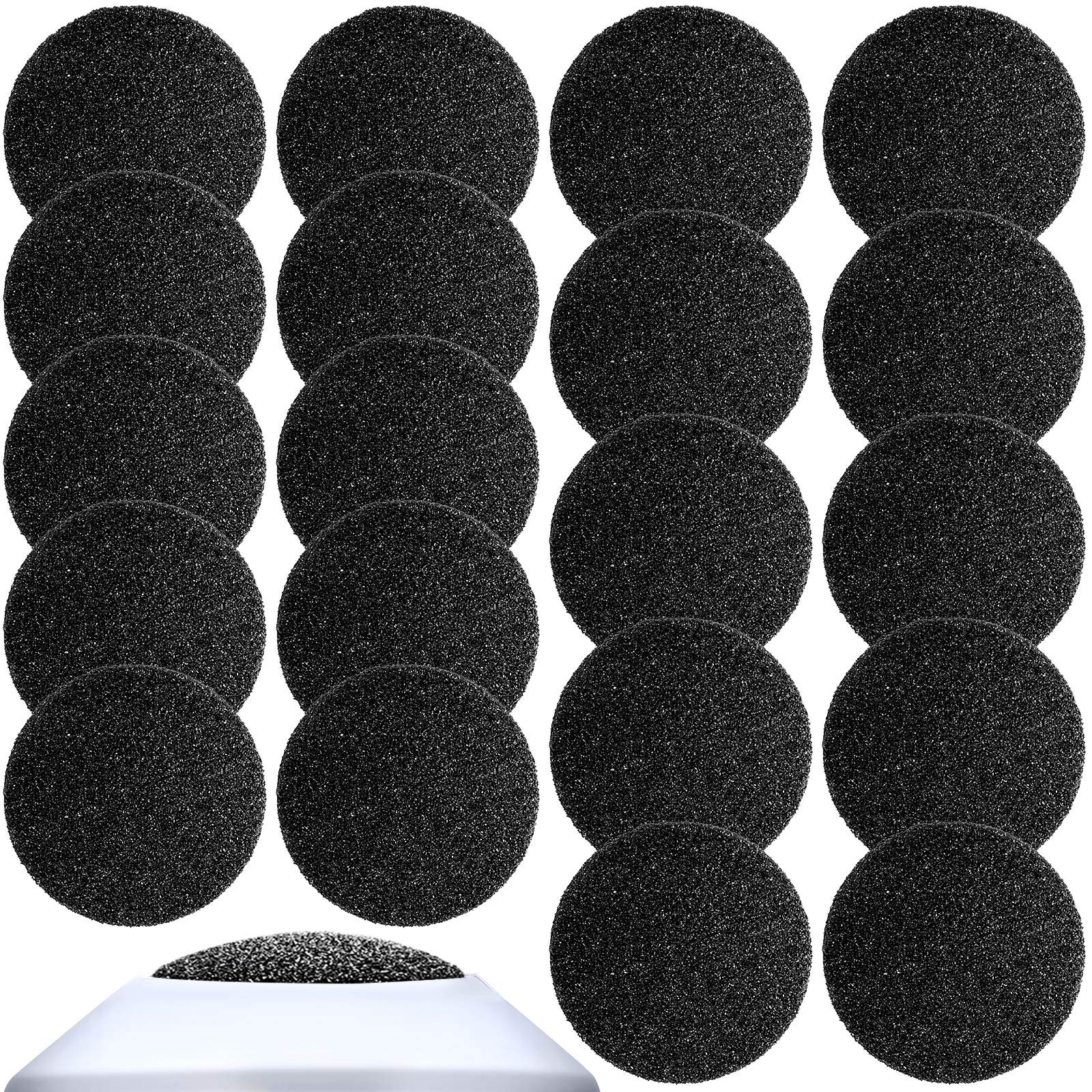 Photo 1 of 20 Pieces Regular Coarse Replacement Pads for Portable Electric Foot Grinder Foot File Refills Vacuum Adsorption Electric Callus Remover Hard Skin Grind Head for Cracked Heels Dead Skin (Black)