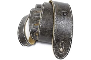 P PERRI'S LEATHERS LTD. Perri's Leathers Italian Leather Guitar Strap, 41" to 56", Vintage Brown, Soft Deluxe, Adjustable, Reinforced Keyhole & Slots, Electric, Bass, Acoustic Guitar Straps Leather