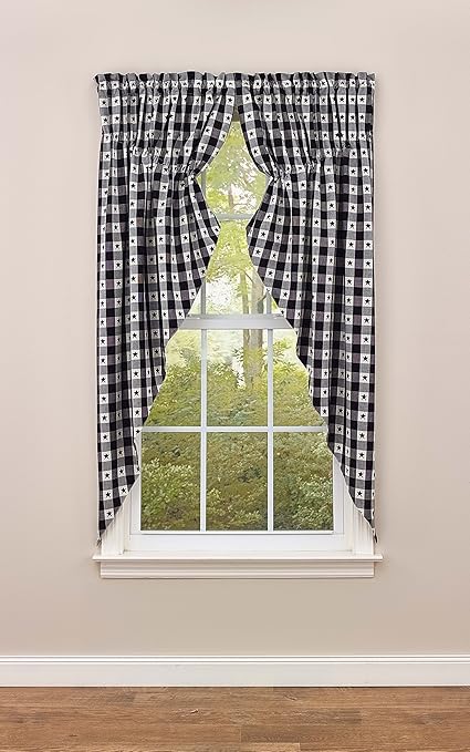 Park Designs Checkerboard Star Lined Gathered Swag 72X63