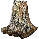 Sichdew Women 100% Mulberry Silk Scarf Square Shawl 43"*43" - Floral Print, for Party, Travel & Photography (Headscarf/Wrap)