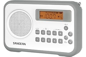 SANGEAN PR-D18 AM/FM/Portable Digital Radio with Protective Bumper (White/Gray)