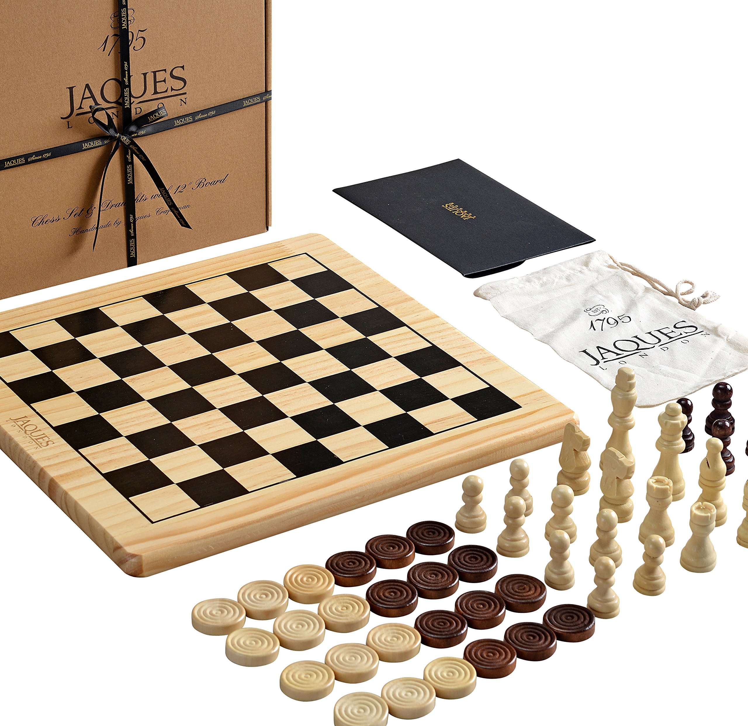 Jaques of London Chess Set with Board Inc. Draughts Pieces A Chess and Checkers Sets with