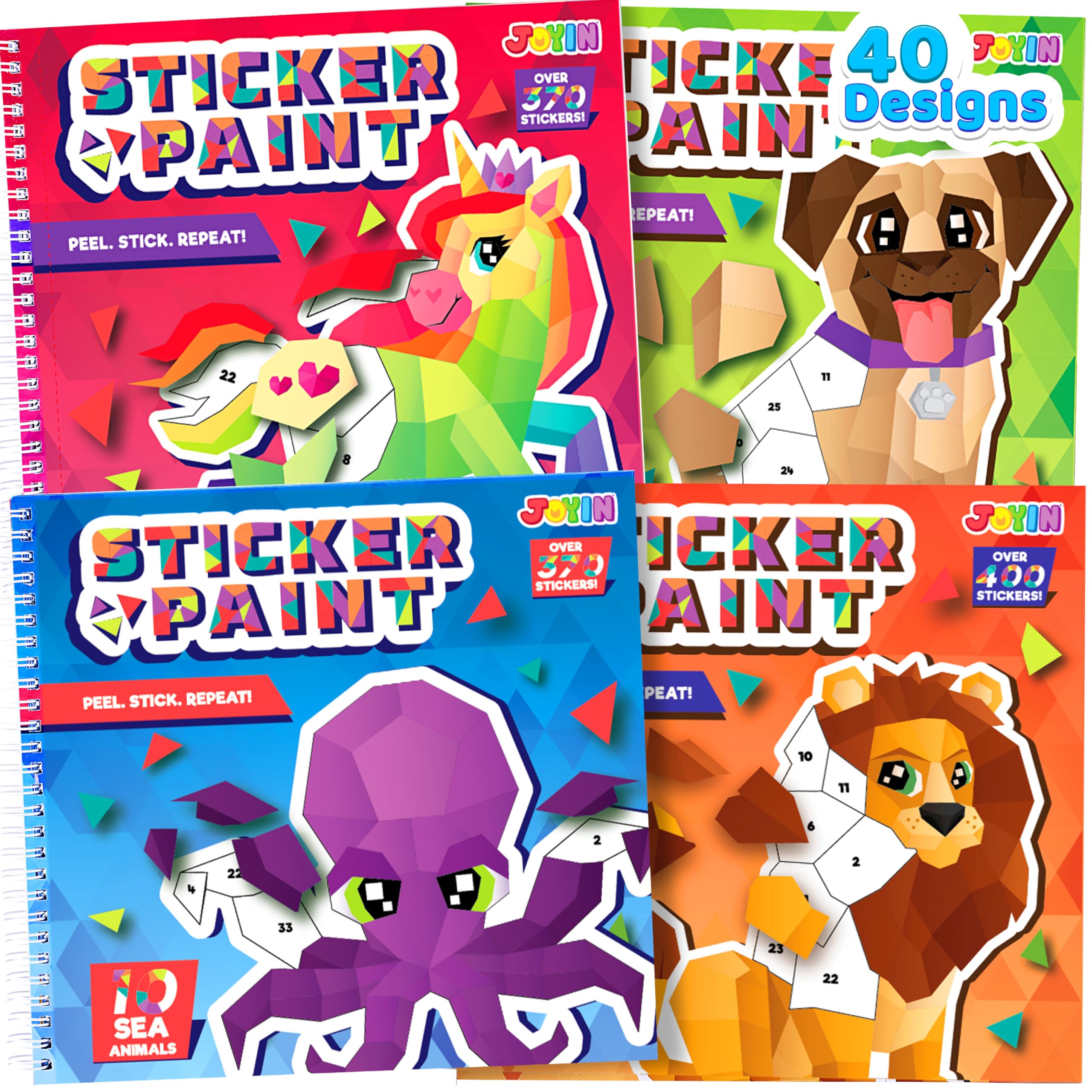 JOYIN 4-Pack Sticker Painting Book for Kids Ages 4-8 Crafts Gift Party Favor Creations 40 Pictures - Mess-Free Art Play for Kids' Creative Adventures at Home and While Traveling