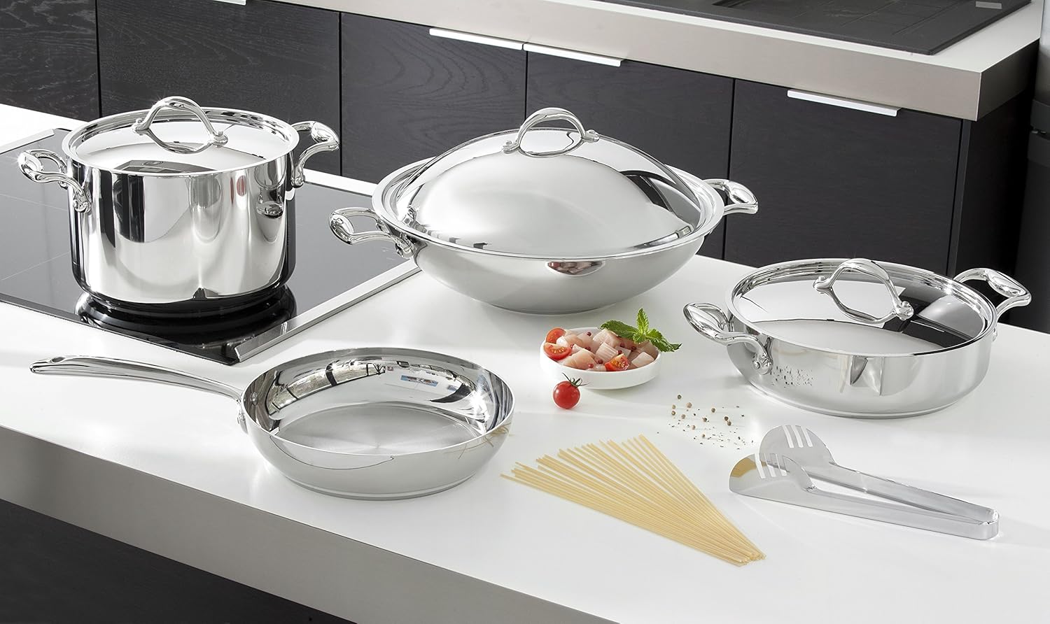 Tefal inspiration кастрюля. Cookware set набор кастрюль. набор кастрюль и сковородок. посуда для кухни. A.