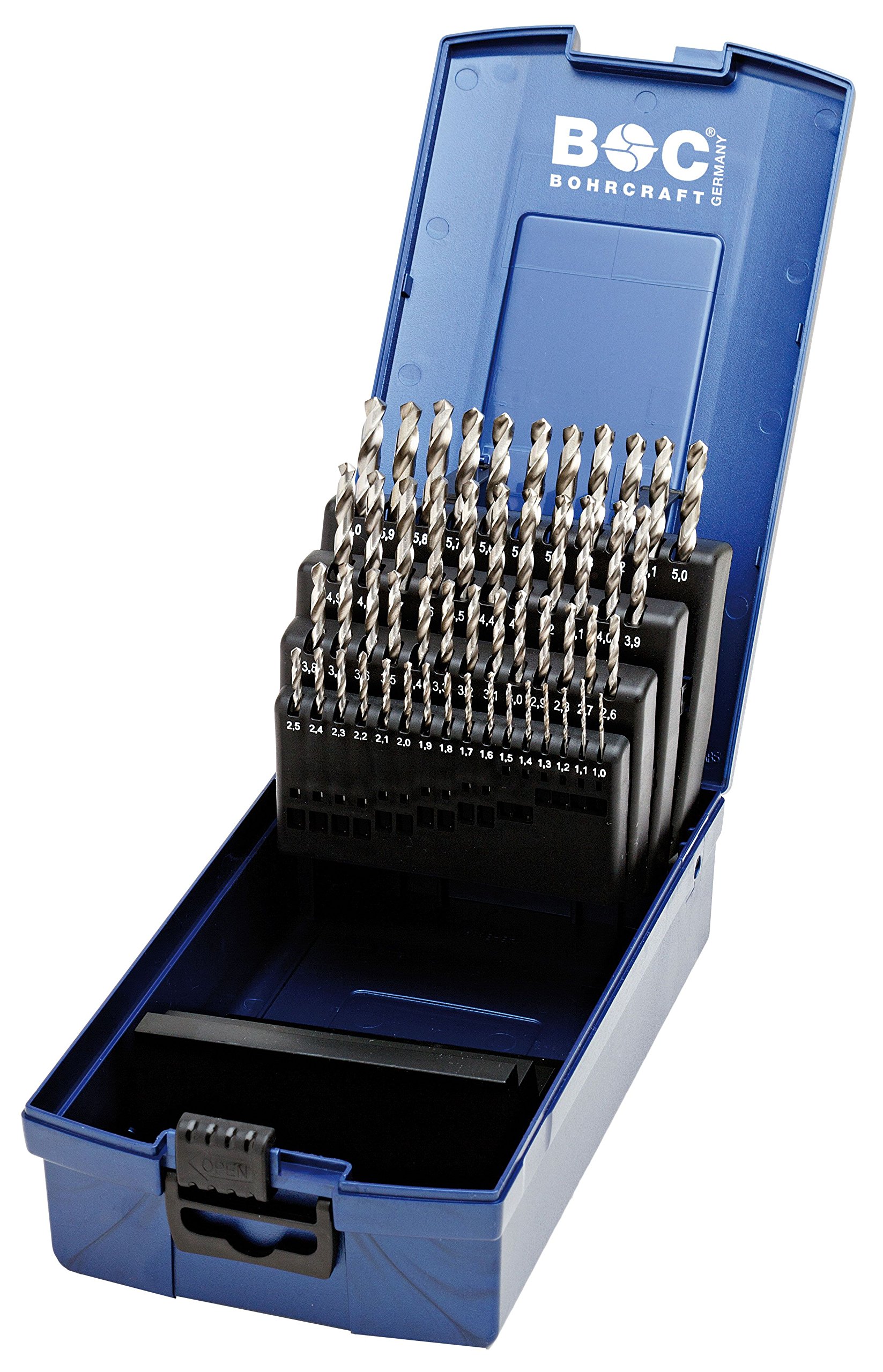 Bohrcraft Polished Spiral Drill Bit Set HSS-G DIN 338 Type N 51 Piece in ABS Box, 1-6 x 0.1 mm Increments, KG591 – Pack of 1 11201330050