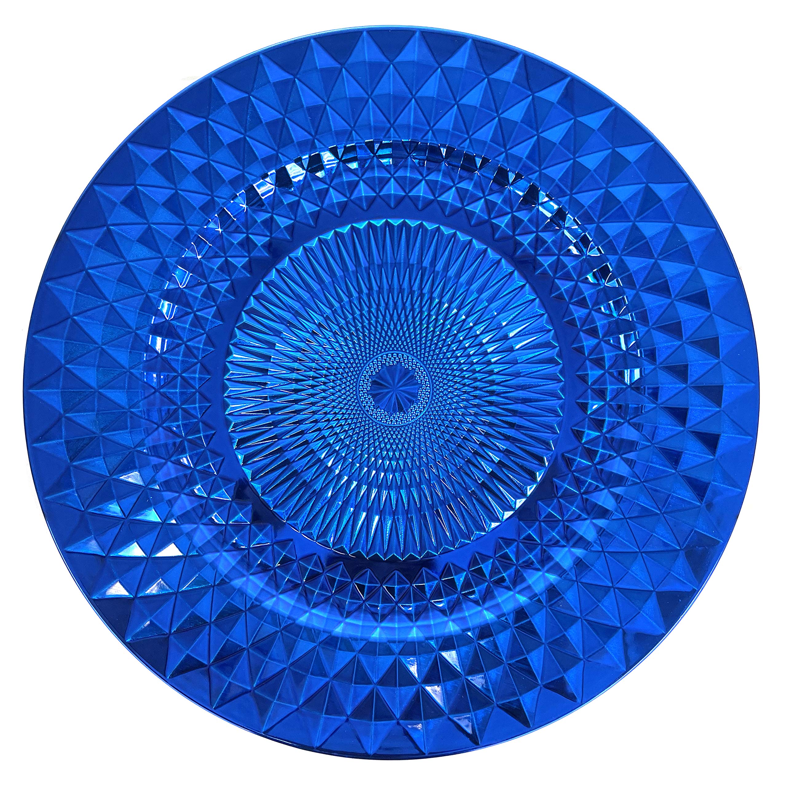 Allgala Charger Plates, 13-Inch 6-Pack Heavy Duty Plastic Diamond Pattern Sparkling Wedding Charger Plates-Royal Blue-HD80407