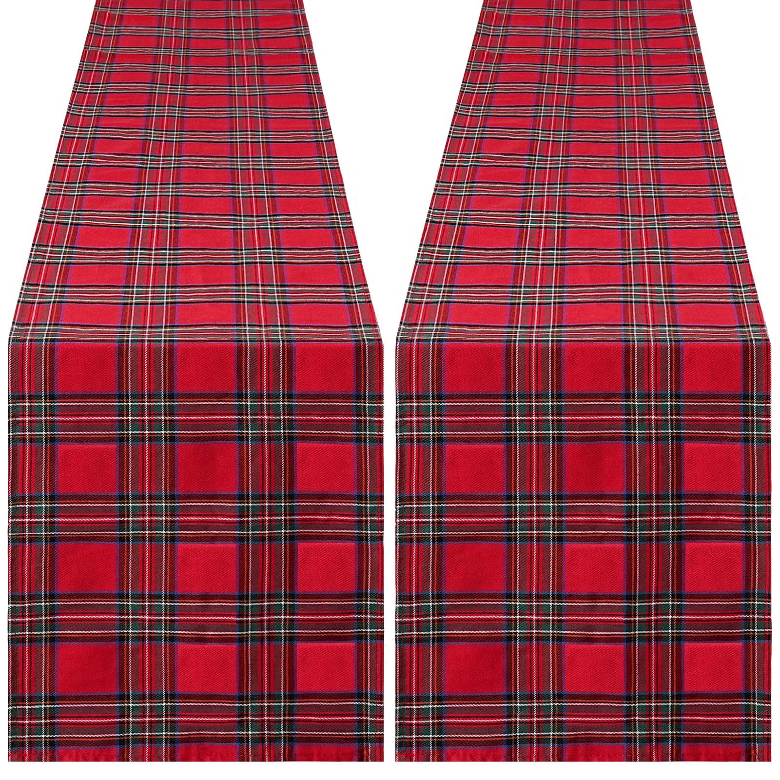Photo 1 of 2 Packs Red Table Runner Christmas Table Runner 13x84 Inch Buffalo Plaid Table Linens Check Kitchen Dining Party Table Decoration
