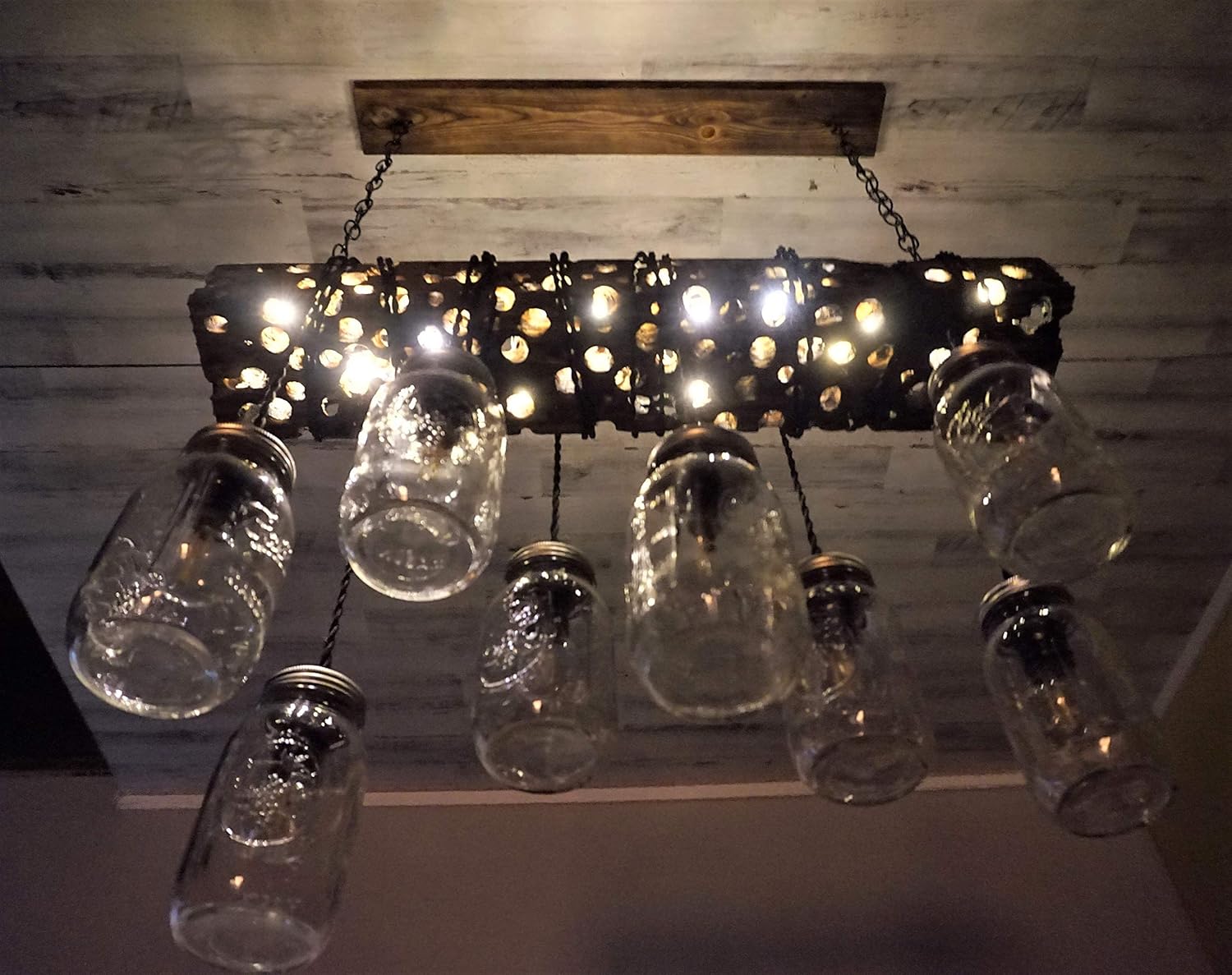 Amazon Com Chandelier With Night Illumination Mason Jar Light