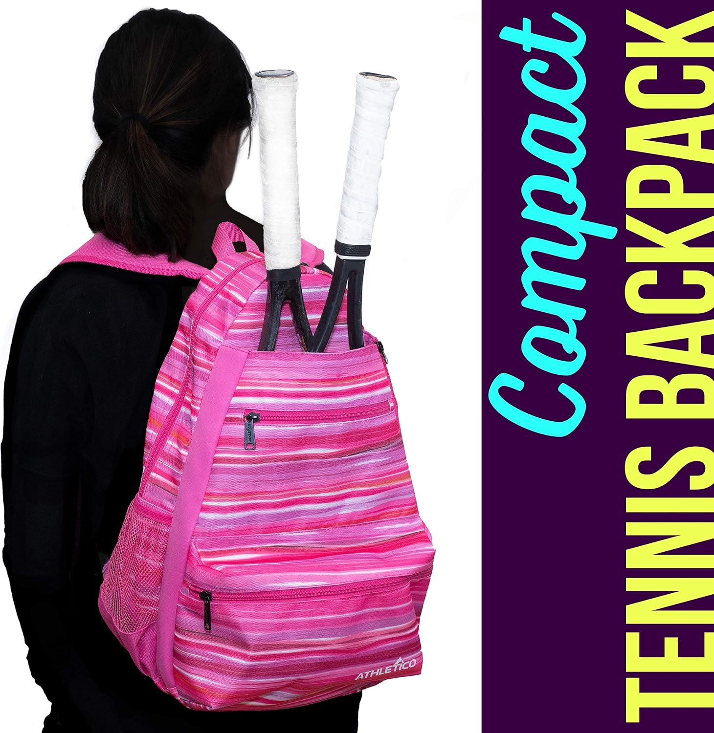 Athletico Compact City Tennis Backpack (Pink) : Sports & Outdoors