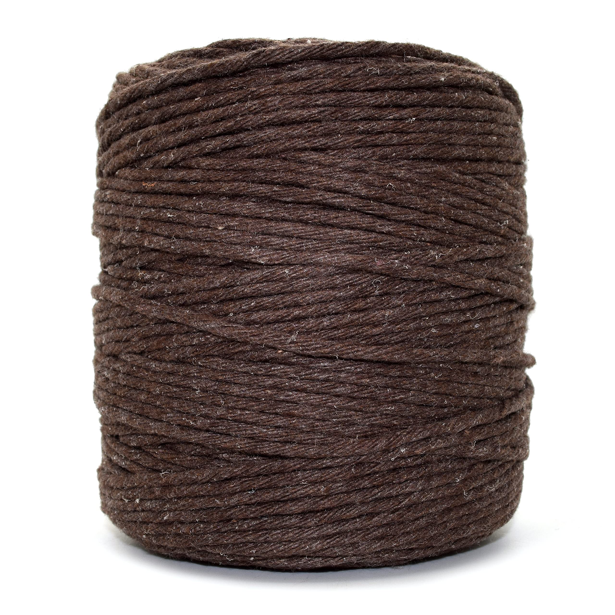 Premium Dark Brown Macrame Cord, 100 m / 328 ft of 5 mm Thick Natural Cotton Thread Yarn Macrame Rope for Wall Hangings, Plant Hangers, DIY Crafts, Home Decorations, Gift Wrapping (Reel)