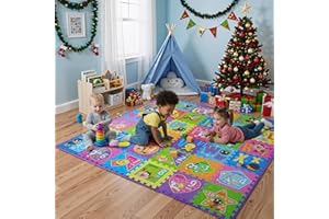 Looney Tunes ABC, Numbers & Shapes EVA Foam Puzzle Mat Non-Toxic Play Mat for Tummy Time, Kids Preschool & Nursery - 36 Tiles, 12x12”, 24 Borders - Educational Playmat for Toddlers & Children, KC Cubs