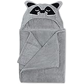 Natemia Premium Ultra Soft Hooded Baby Towel - Grey Raccoon Animal Design - Newborn to Toddler - Made in Turkey