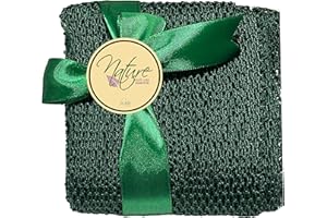 Nature by EJN - Net Bath Sponge, Customized N1 Weave, Long, Skin Exfoliation, African, Porous, Stretches Horizontally to Approximately 49" (Army Green)