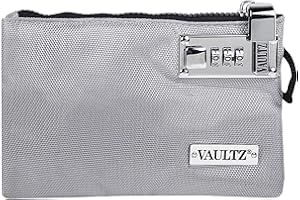Vaultz Money Bag with Lock - 5 x 8 Inches, Men & Women's Locking Accessories Pouch for Cash, Bank Deposits, Wallet, Medicine, Phone and Credit Cards - Gray