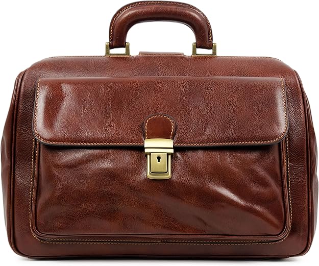 Leather Doctor Bag Briefcase Medical Vintage Key Lock
