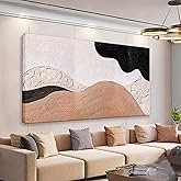 Suconvng Abstract Wall Art Modern Minimalist Canvas Art Wall Decor Artwork Brown Abstract Wall Decor Canvas Painting Black Wall Decoration Picture For Bedroom Bathroom Office Artwork 20"X40"