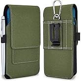 BECPLT for iPhone 17 Pro 17 16/15/14/13/12/11 Pro Belt Case Nylon Phone Holster with Belt Clip and Belt Loops Cell Phone Holder Carrying Pouch for Galaxy S25 S24 S23 S22 S21 S20 - Green