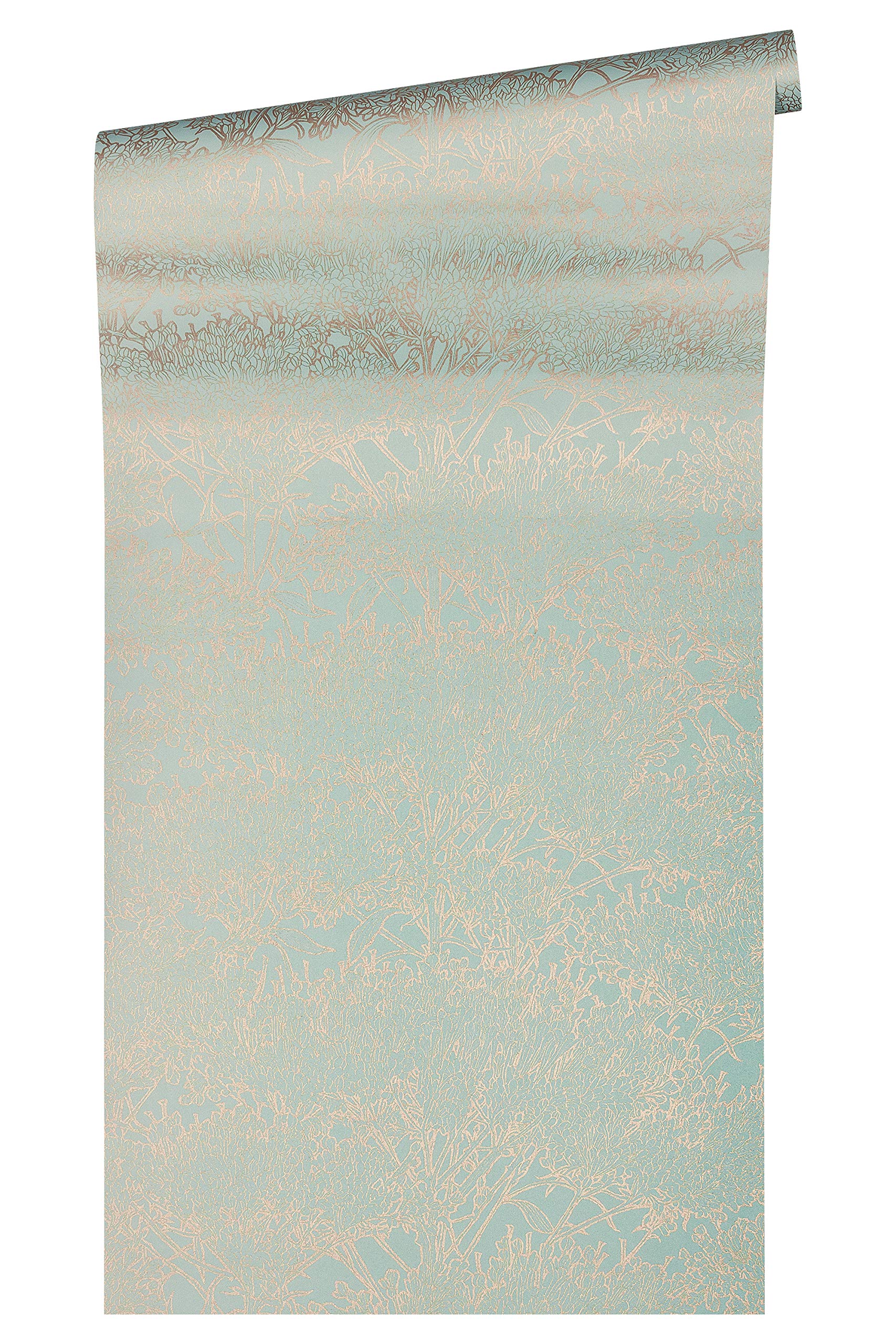 Architects Paper Absolutely Chic 369722 36972-2 Non-Woven Wallpaper with Floral Flowers 10.05 m x 0.53 m Metallic Blue Green Made in Germany