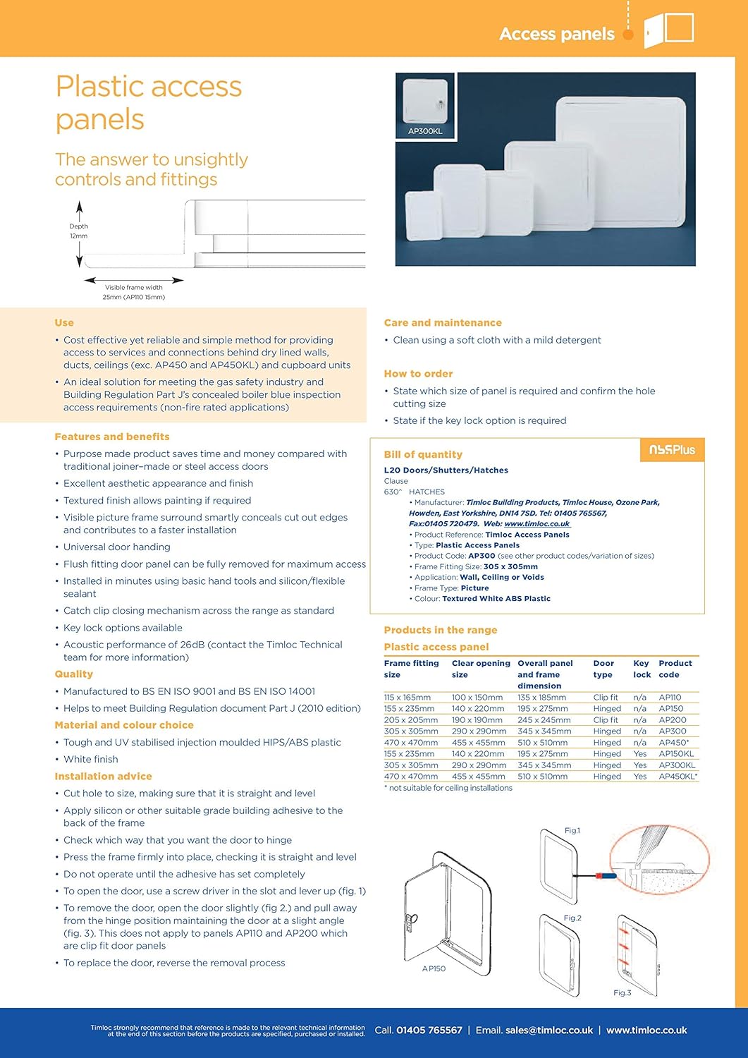 Timloc AP110 White Access Panel Inspection Hatch 115mm x 165mm - Image 3