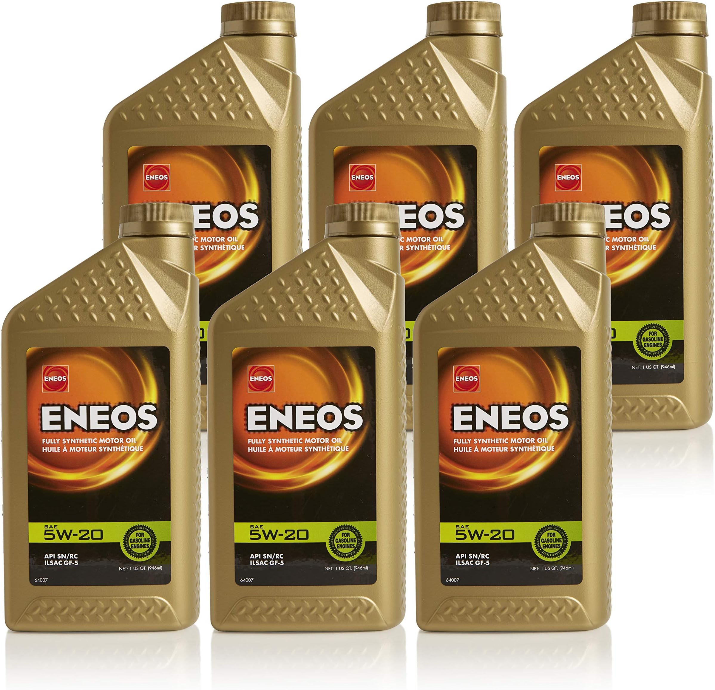 Eneos 5W-20 Fully Synthetic Motor Oil, 1 Quart (Pack of 6)
