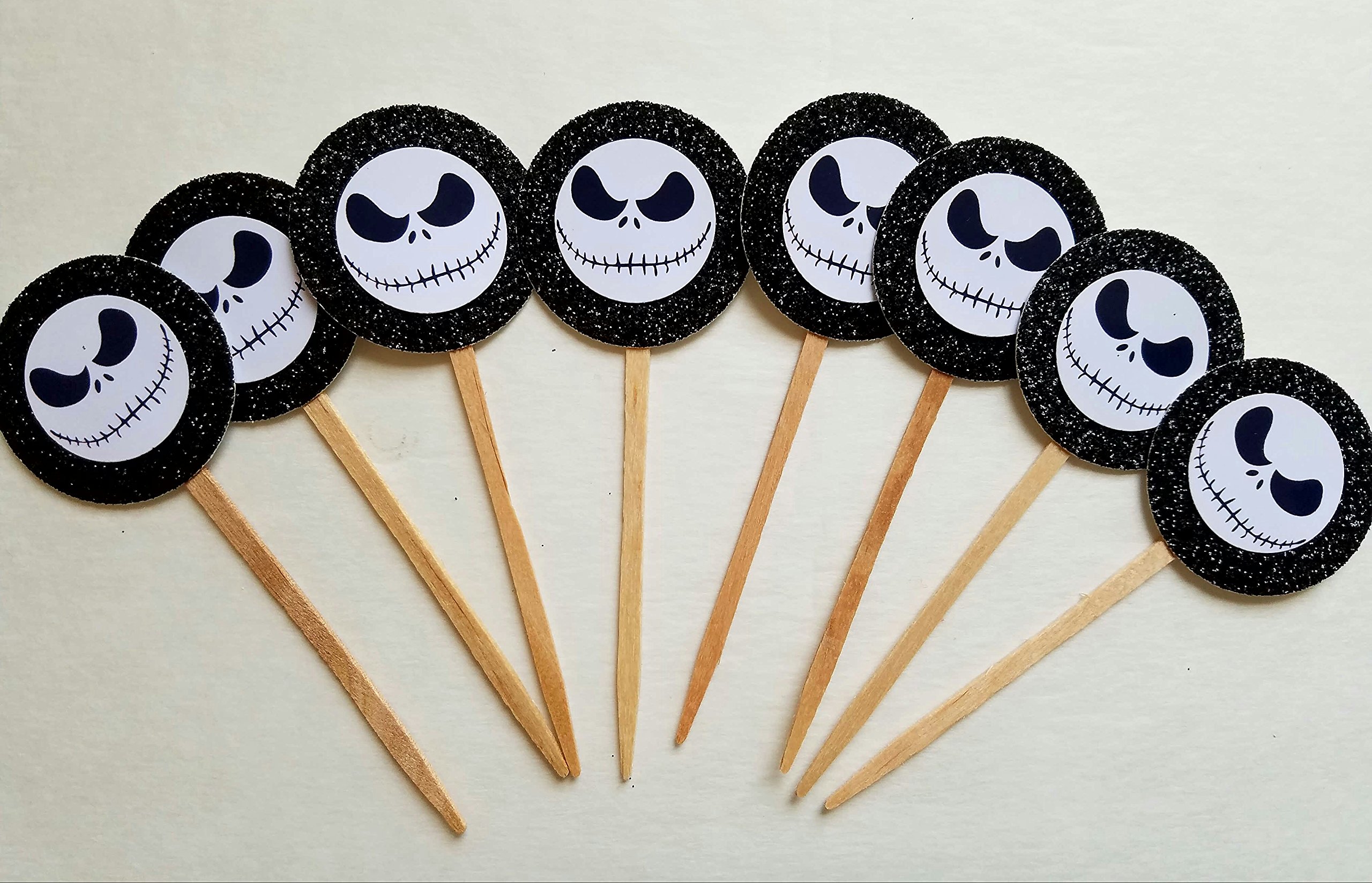8 Jack Skellington Cupcake Toppers Nightmare Before Christmas Halloween Birthday Party Favor on