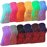 Geyoga 12 Pairs Non Slip Yoga Socks for Women with Grips Pilates Anti Slip Gripper Ballet Fitness Hospital Socks