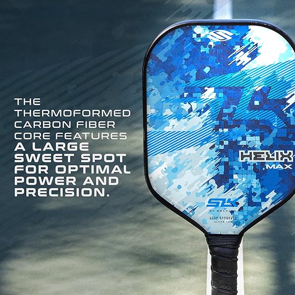 SELKIRK SPORT SLK HELIX PRO PICKLEBALL PADDLE | THERMOFORMED CARBON FIBER CORE PICKLEBALL PADDLES WITH CARBON FIBER & FIBERGLASS HYBRID FACE | UNMATCHED CONTROL | CAMO GLITCH
