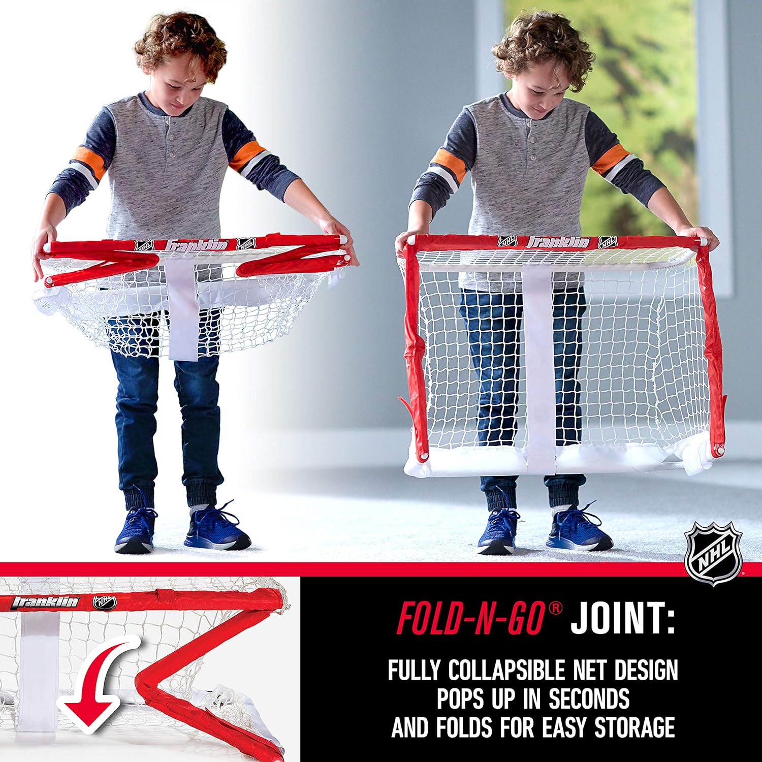 Franklin Sports Knee Hockey Goal Set - Mini Hockey Goal Set - Kids Hockey Set - Easy Transport with Exclusive Fold-N-Go Design - NHL - Great for Kids : Sports & Outdoors