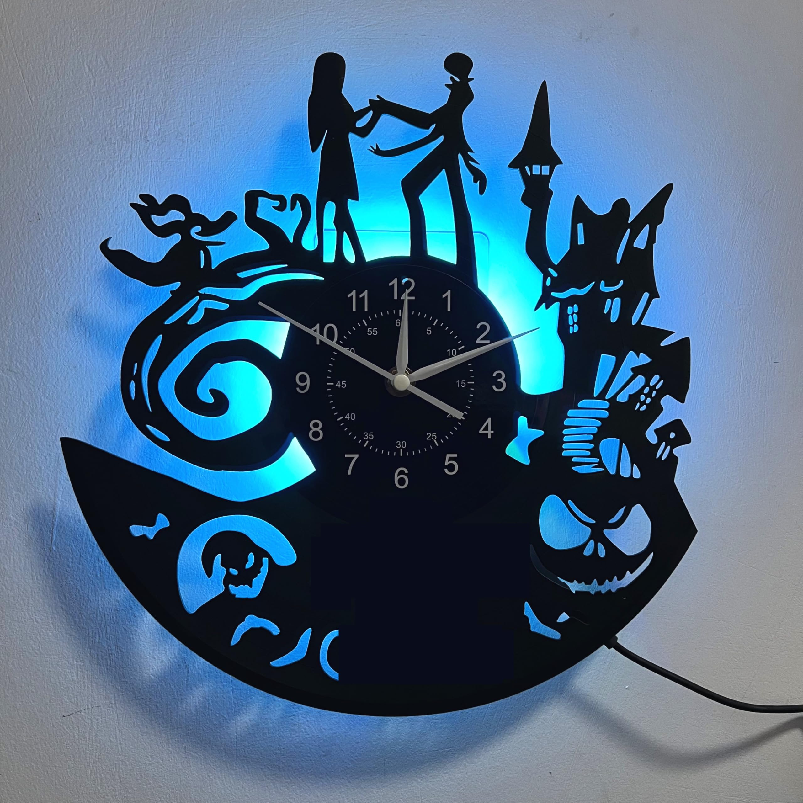 inthetime 7-Colour Changing LED Vinyl Record Wall Clock - Silent Non-Ticking Retro Music Decor | Multi-Colour Mood Lighting for Living Room, Bedroom & Man Cave | Unique Gift for Music Lovers (30cm)