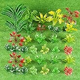 120 Pcs Mixed Color Model Plants Tropical Miniature Plants Rainforest Diorama Supplies Mini Fake Tree Plastic Jungle Trees for Diorama Train Garden Scenery Railway Sand Architecture Model