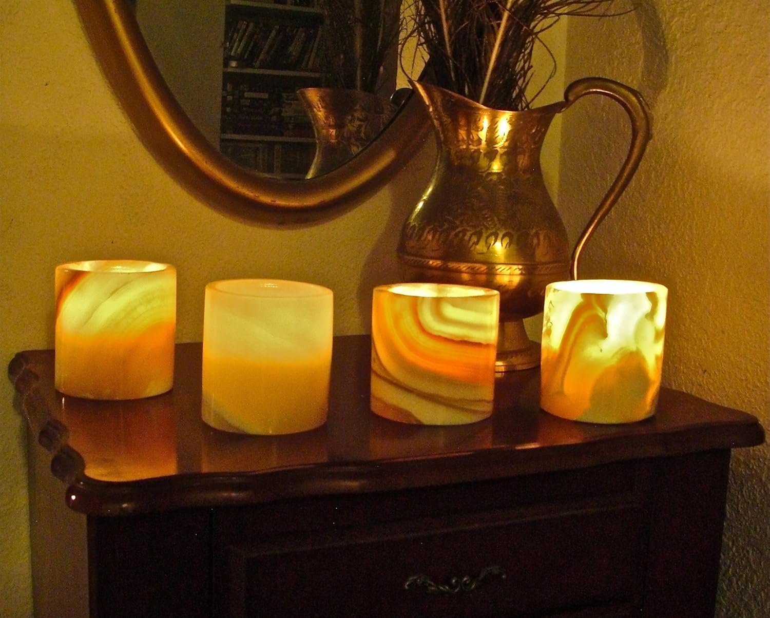 4 Alabaster Candle Holders Home & Kitchen