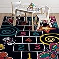 Mohawk Home Playroom Kids ,Hopscotch Chalk Black (7'6" 10')