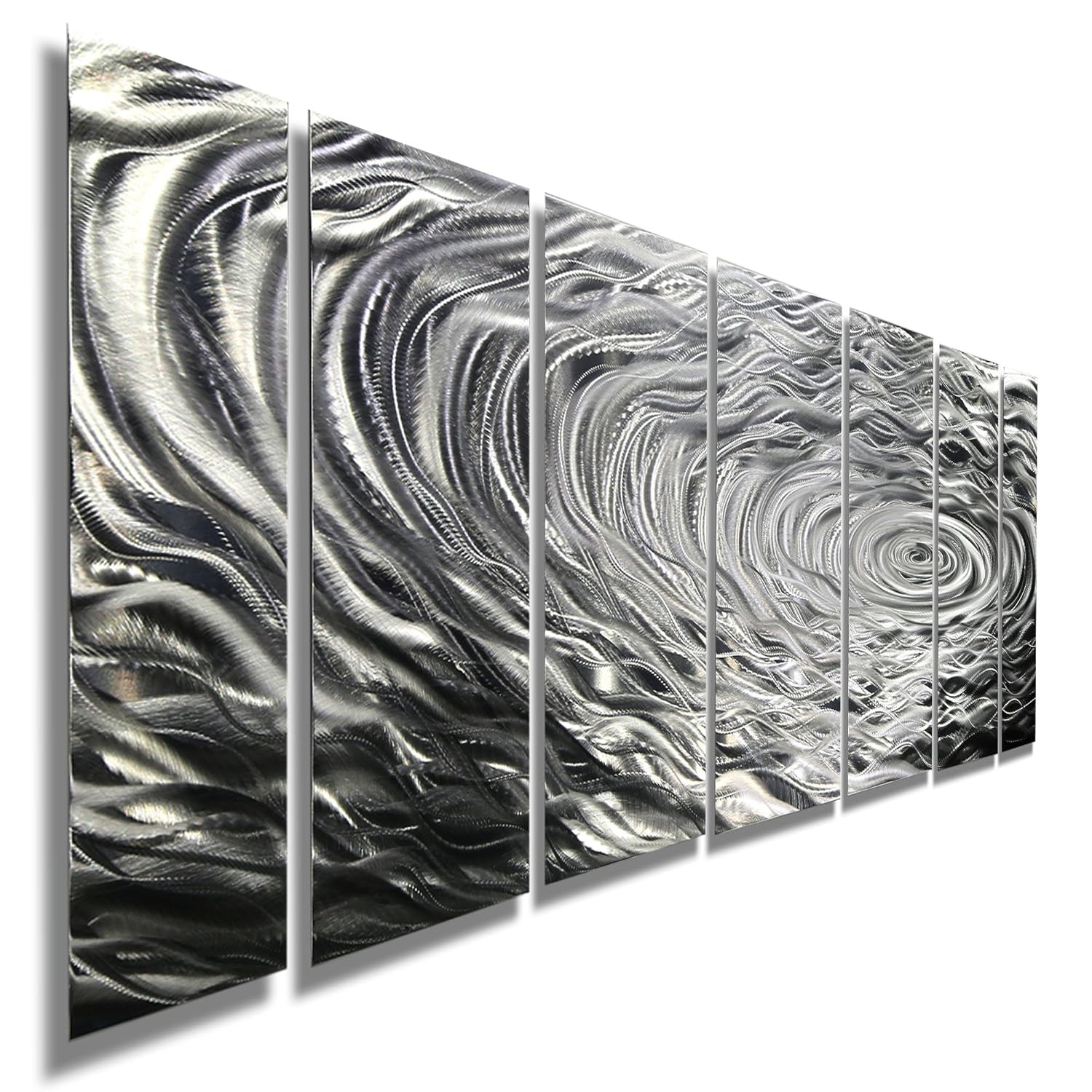 Statements2000 Large Silver Modern Metallic Wall Sculpture with Rain-Drop Inspired Abstract Etchings - Home Decor, Home Accent, Contemporary Metal Wall Art - Ripple Effect by Jon Allen