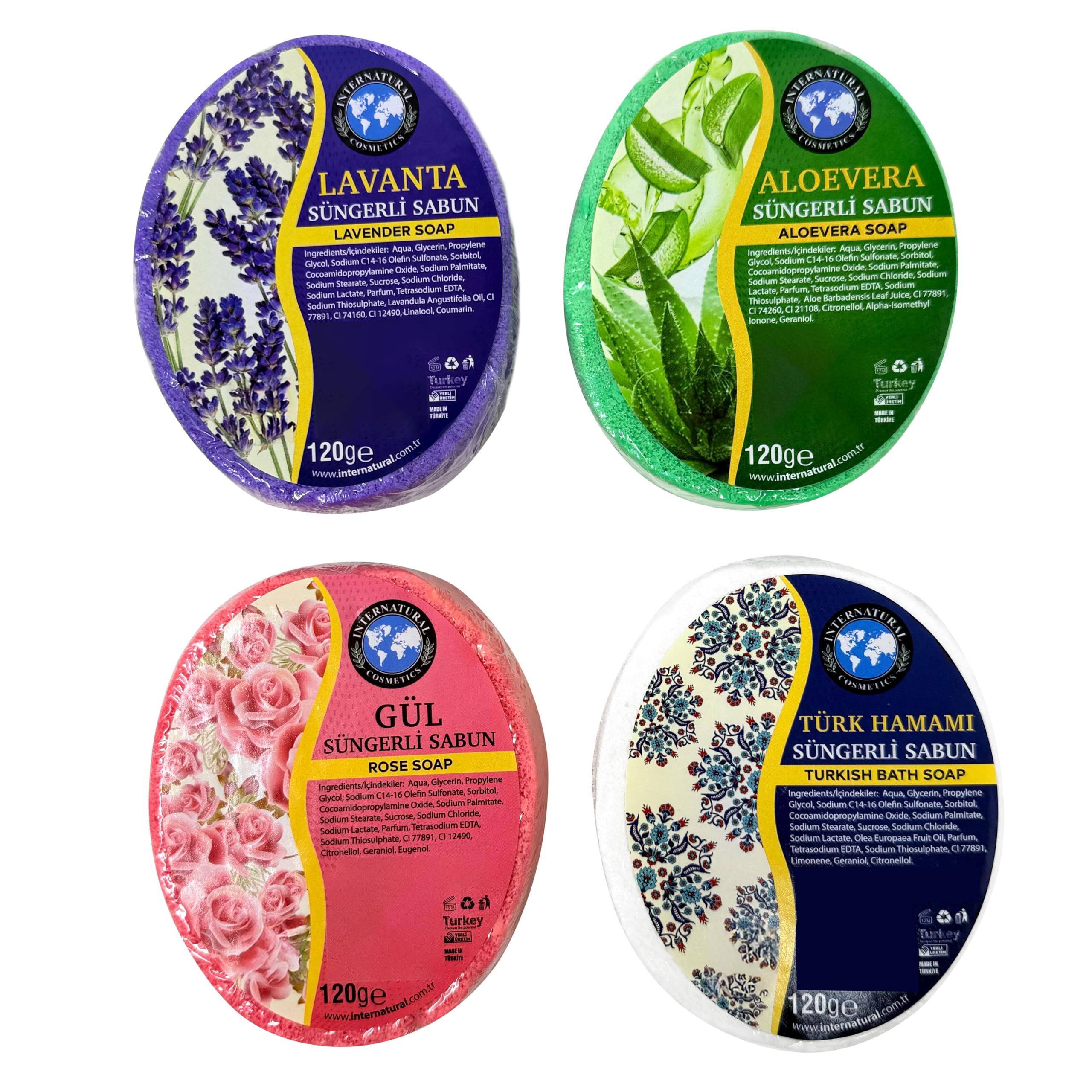 Purlavie Exfoliating Sponge Soap Set of 4 – Natural and Renewing Cleaning Experience