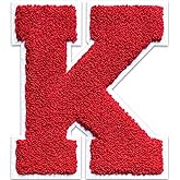 6.5" Varsity Letter Patches Large Iron on Letters Chenille Letterman Jacket Patches for Clothing/Jacket/Varsity/Bag (Red, K)