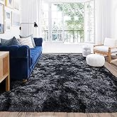 Quntue 8x10 Area Rugs for Living Room, Ultra Soft Large Shag Bedroom Rug Upgrade Non-Slip Plush Modern Fluffy Carpet for Kids Boys Girls Room Home Decor Aesthetic, Dark Grey