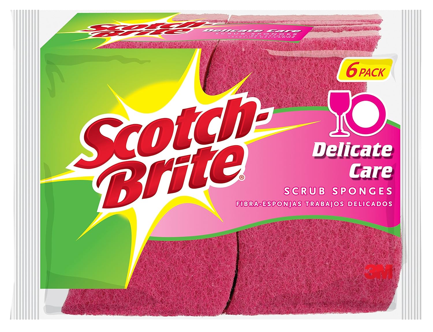 Scotch-Brite Delicate Care Scrub Sponge, 6-Sponges